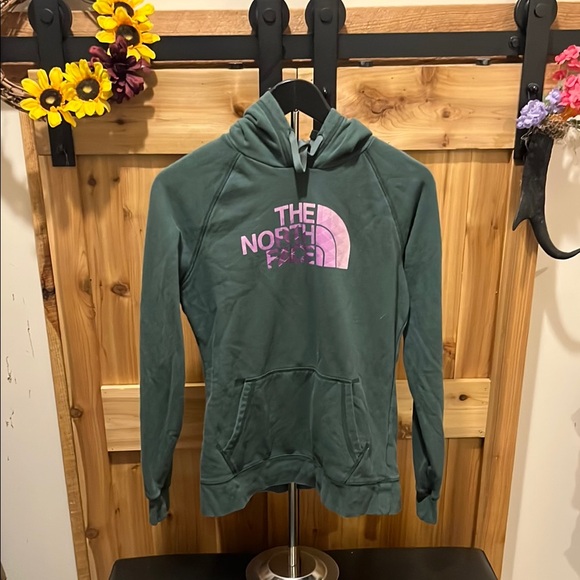 The North Face Tops - The North Face Forest Green Hoodie with Purple Logo